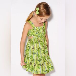 Size 8 Girls Mayoral Lime Green Jungle Print Dress